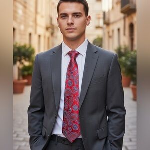 Barneys New York | Red Paisley Silk Tie | Handmade in Italy